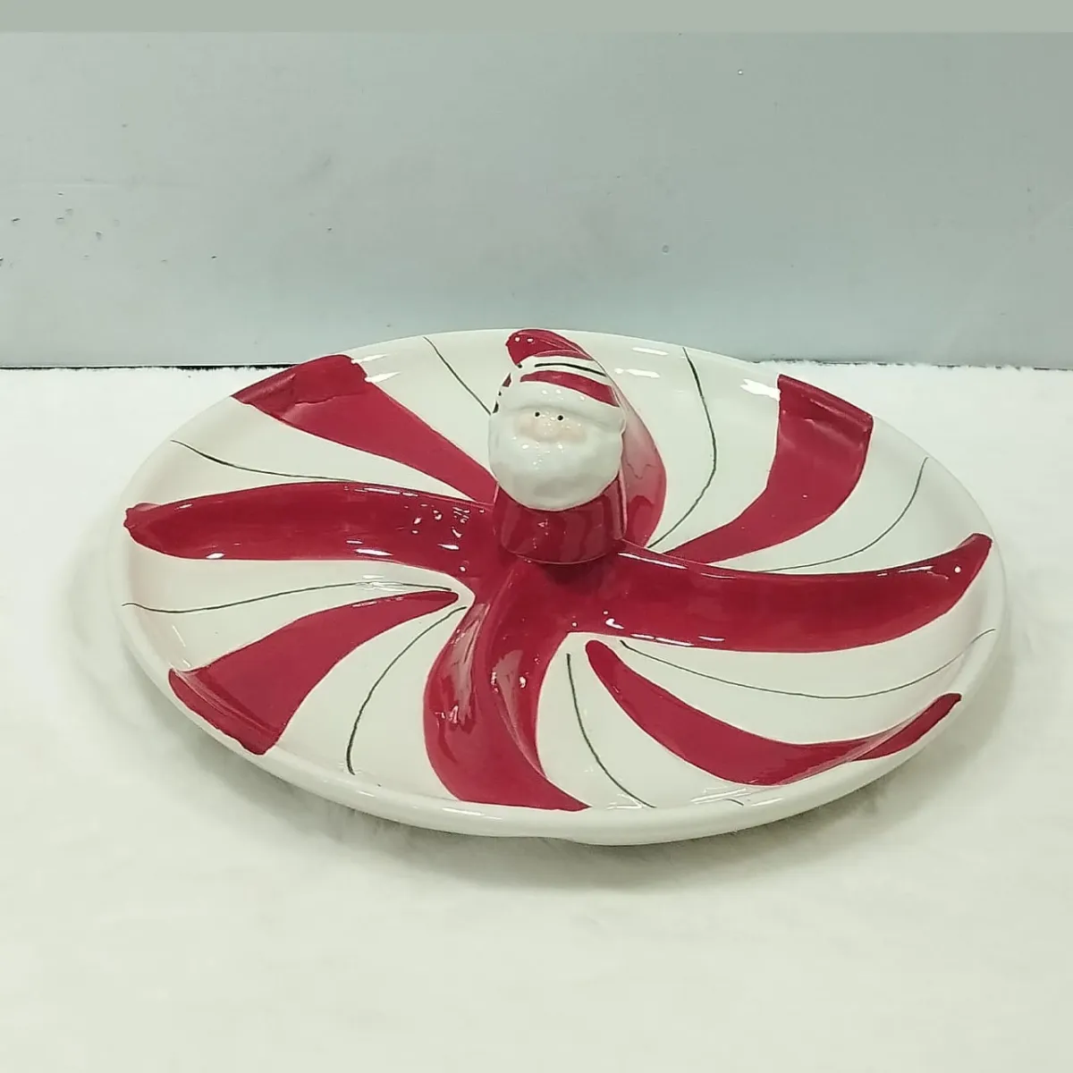 Santa's Whimsical Candy Cane Serving Plate