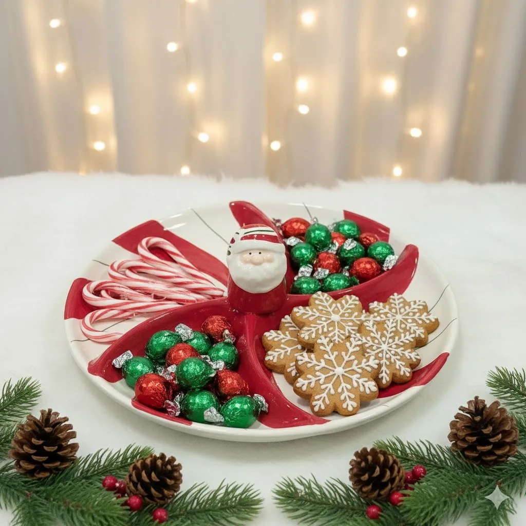 Santa's Whimsical Candy Cane Serving Plate (image 2 of 2)