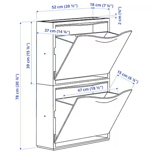 Shoe cabinet/storage, black, 52x18x39 cm (image 4 of 4)