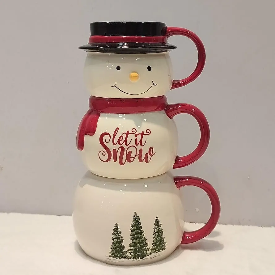 Stackable Snowman Mug Set 3PCS