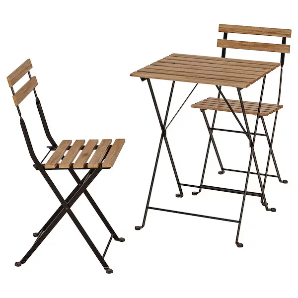Table+2 chairs, outdoor, brown