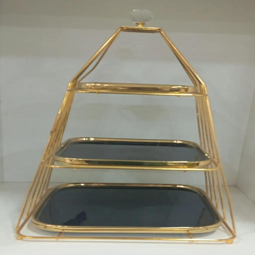 Three-Tier Geometric Serving Platter