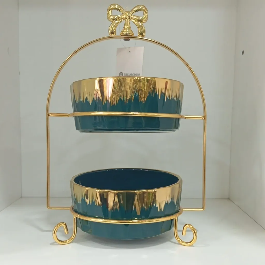 Two-tier decorative serving stand