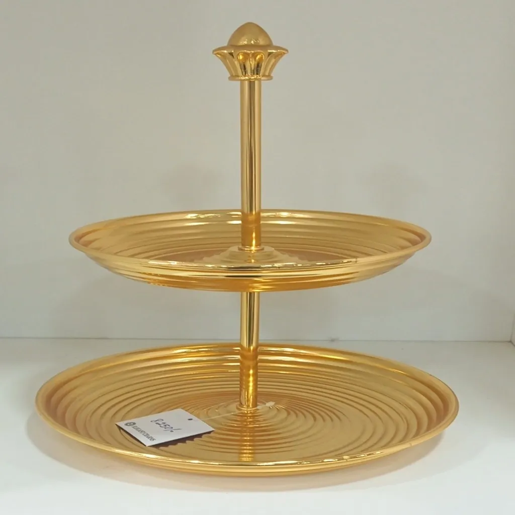 Two-Tier Gold Metal Serving Stand