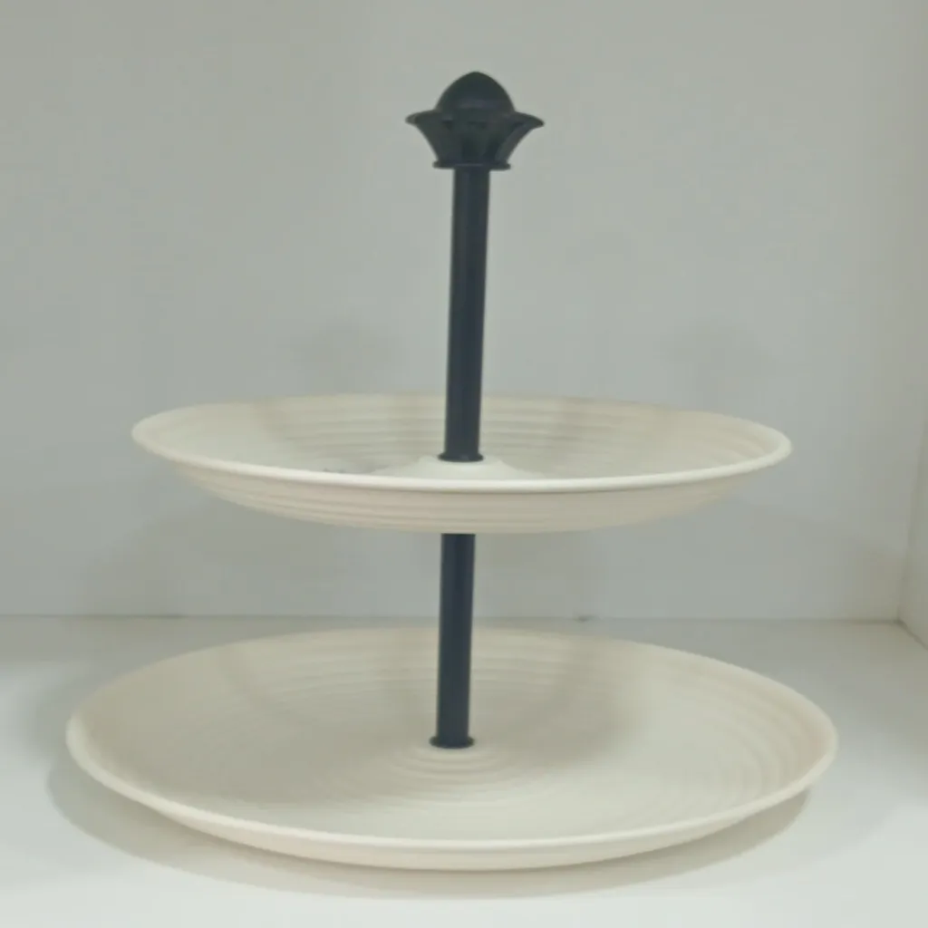 Two-Tier Textured Metal Serving Stand