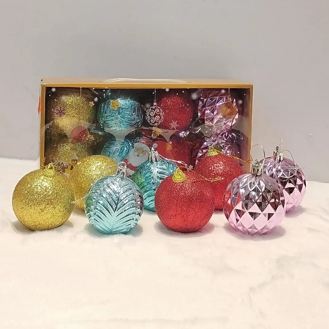 Vibrant Holiday Ornament Set – Shimmering Red, Gold, and Aqua