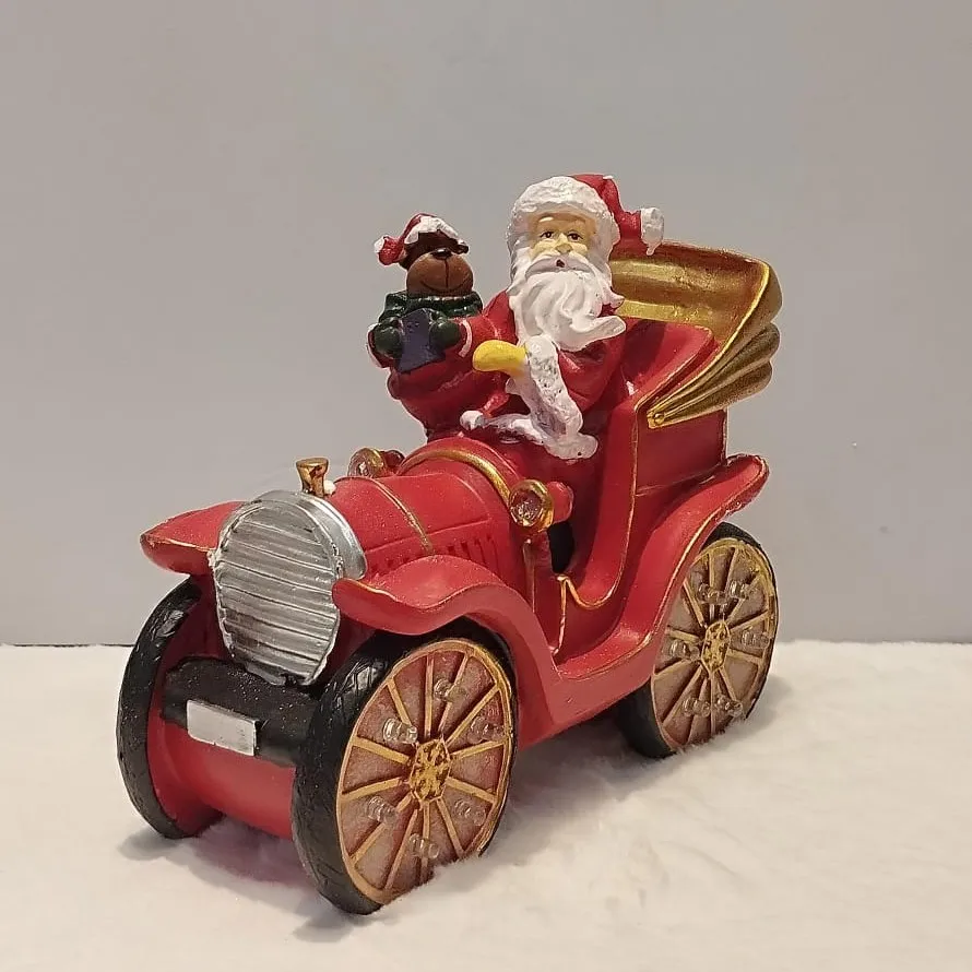 Vintage Santa in Classic Car Figurine