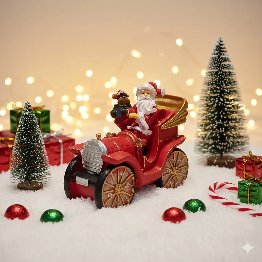 Vintage Santa in Classic Car Figurine (image 2 of 2)