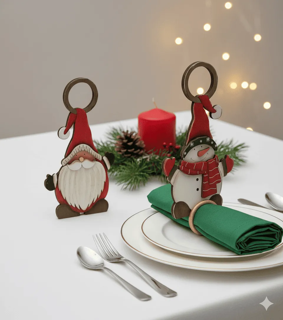 Vintage Wooden Santa and Snowman Hangings (image 2 of 2)
