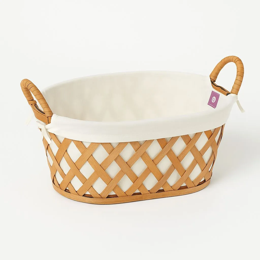 Woven Cotton-Lined Laundry Basket
