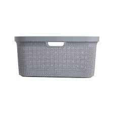 Woven-Style Plastic Laundry Basket – Lavender