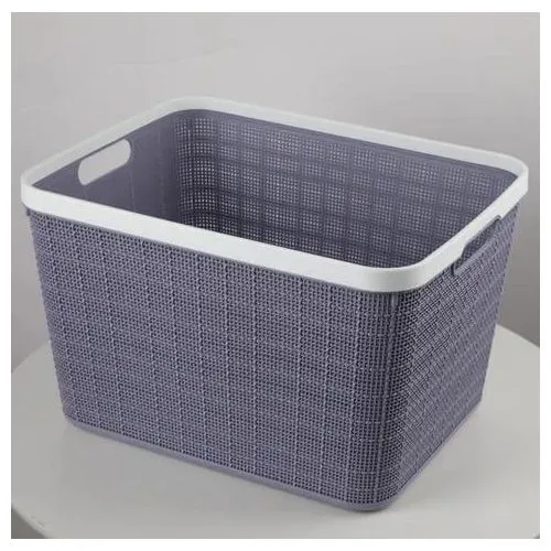 Woven-Style Plastic Laundry Basket – Lavender (image 2 of 3)