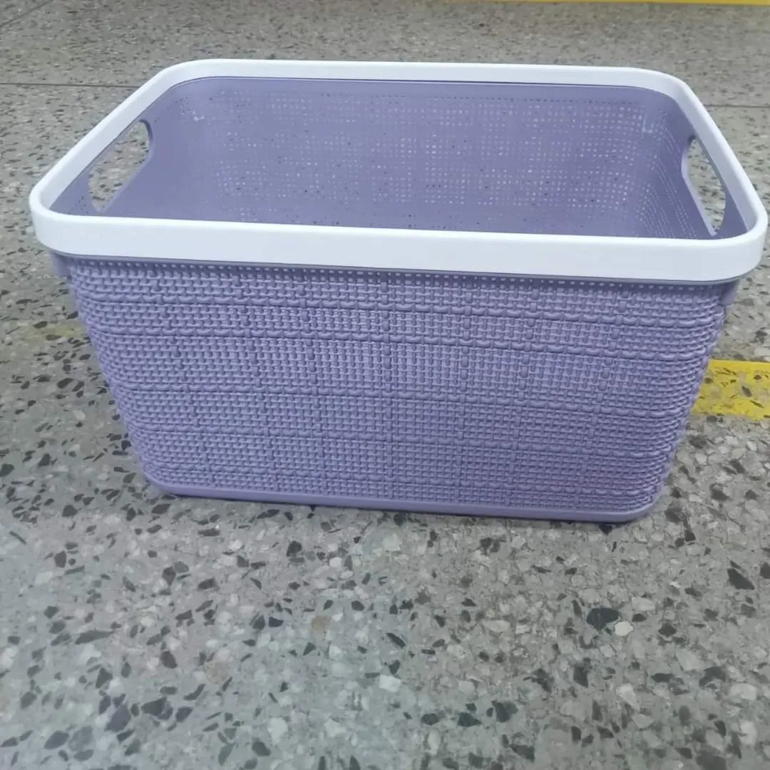 Woven-Style Plastic Laundry Basket – Lavender (image 3 of 3)